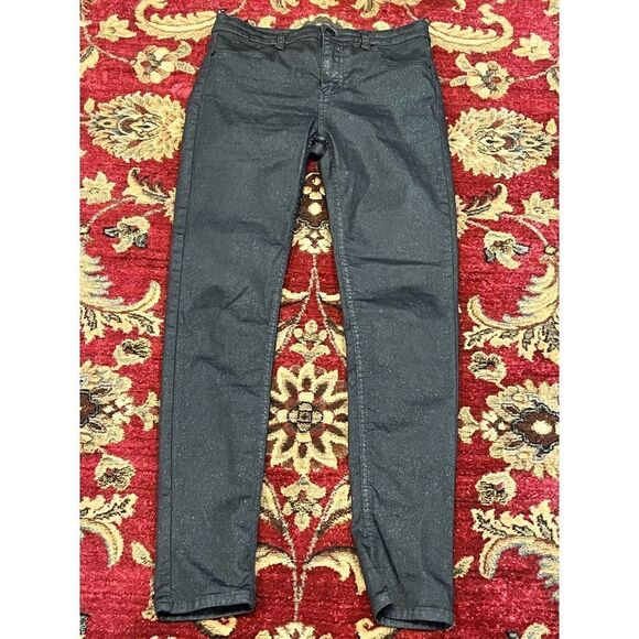 Free People Black Glitter Skinny Jeans Size 26 - Picture 1 of 4